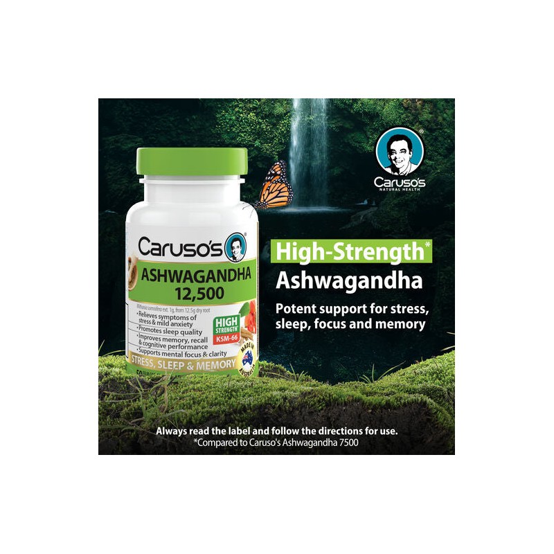 Caruso's Natural Health Ashwaganda 12,500 50 Tablets