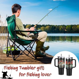 Fishing Gifts for Men, Stainless Steel Tumbler 40 Oz, Fishing Gear, Gifts for Fisherman, Funny Fish Gift, Best Gift for Fishermen,Fish Tumbler, Boyfriends, Dad, Husband, Grandpa, Men