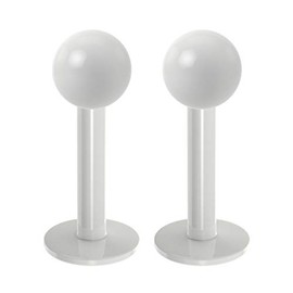 2pc 1.2mm 16g Labret Bar Studs Lip Ring Monroe Tragus Snake Spider Bites Forward Helix Cartilage Dahlia Conch White Dental Grade Acrylic 3mm Ball Piercing - 6mm