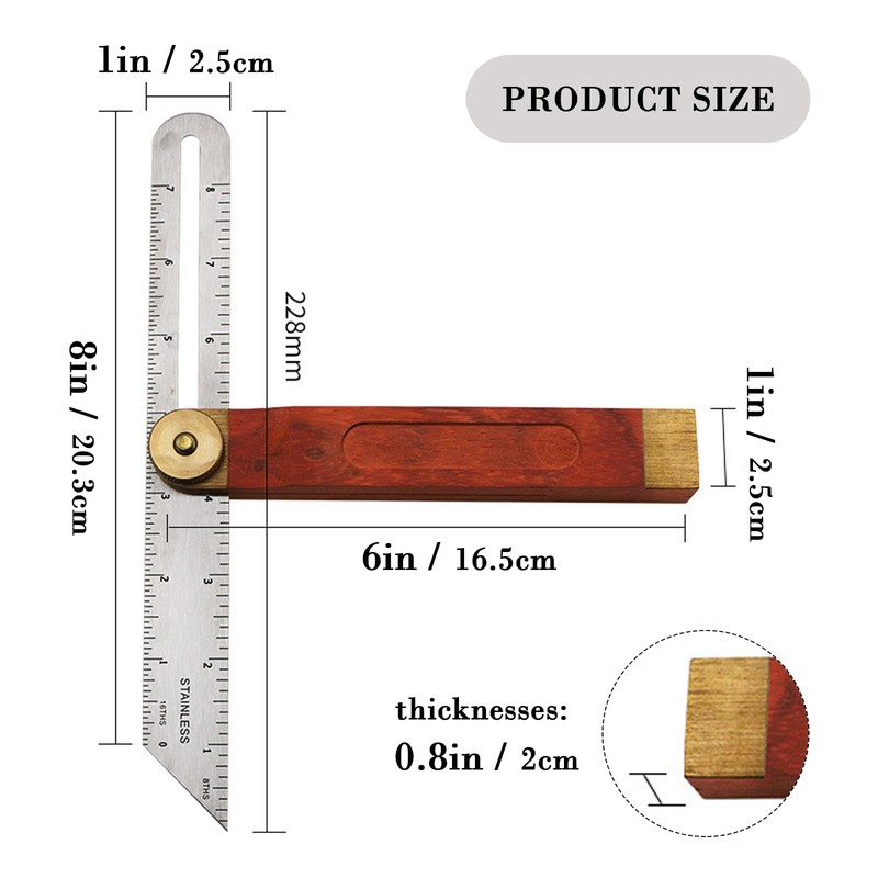 Adjustable Blade Square Ruler Sliding Bevel Gauge T Bevel Angle