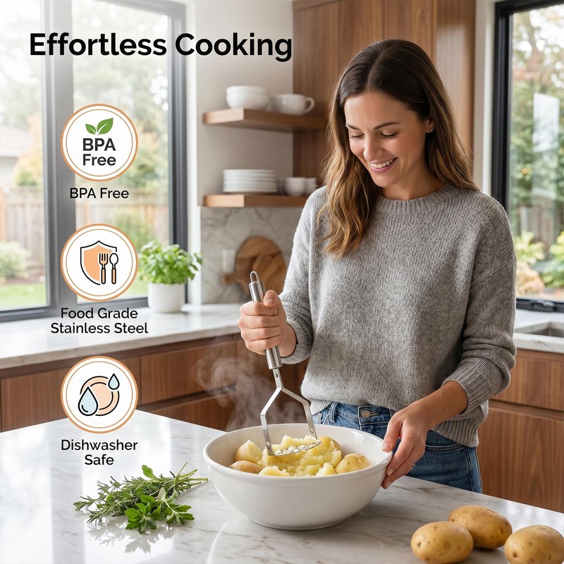 Starfa lab Potato Mashers Food Grade Stainless Steel,Dishwasher Safe