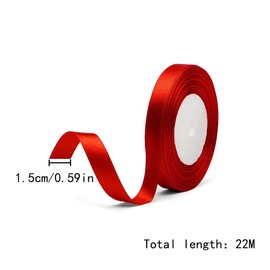 Satin Ribbon, 2 PCS Red & Green Silk Ribbon for Gift Wrapping, Braiding, Birthday, Wedding, Scrapbooking Decoration (0.6in x 25yd/ Roll)