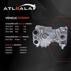 ATLBALA 25199424 Engine Timing Cover Compatible with Chevy Sonic Cruze Trax Buick Encore 1.4L 2011-2021 Replace OE# 55562788 25194353 Timing Chain Oil Pump Cover