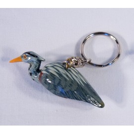 LX Hand Painted Blue Heron Bird Key Chain
