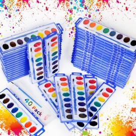 40 Pack Watercolor Paint Set Bulk -Kids Watercolor Paint Set with Brushes | Washable Non-Toxic Water Color Paint Sets for Kids Bulk, Adults, Classrooms, Parties & Art Activities