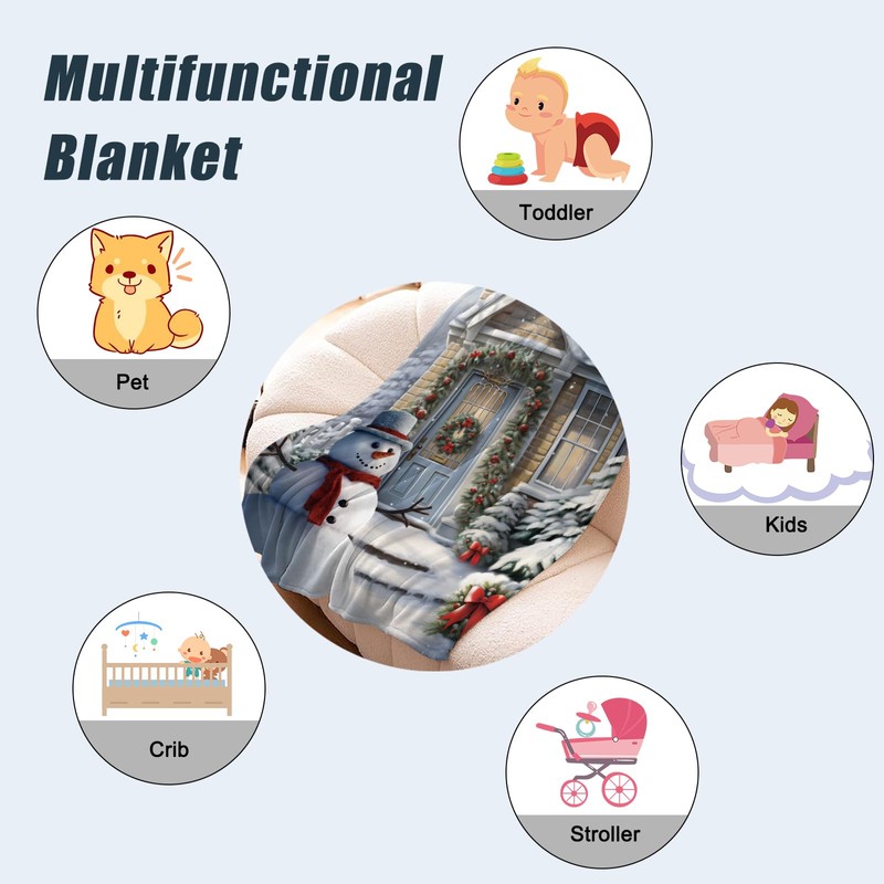 Neatee Living Christmas Kids Throw Blanket Small Christmas Snowman Blanket