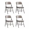 Unbranded Fabric White Steel Frame Padded Folding Chair(4 PACK)