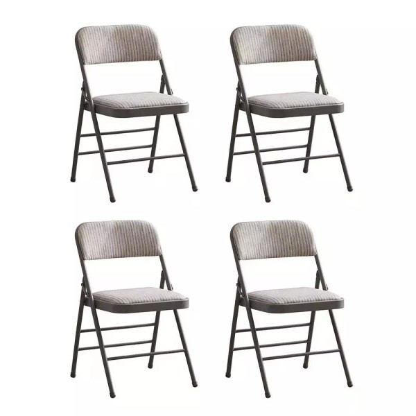 Unbranded Fabric White Steel Frame Padded Folding Chair(4 PACK)