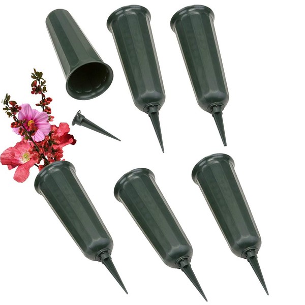 6 Pack - Evelots Cemetery Grave Cone Vase for Fresh/Artificial Flowers-Sturdy Stake