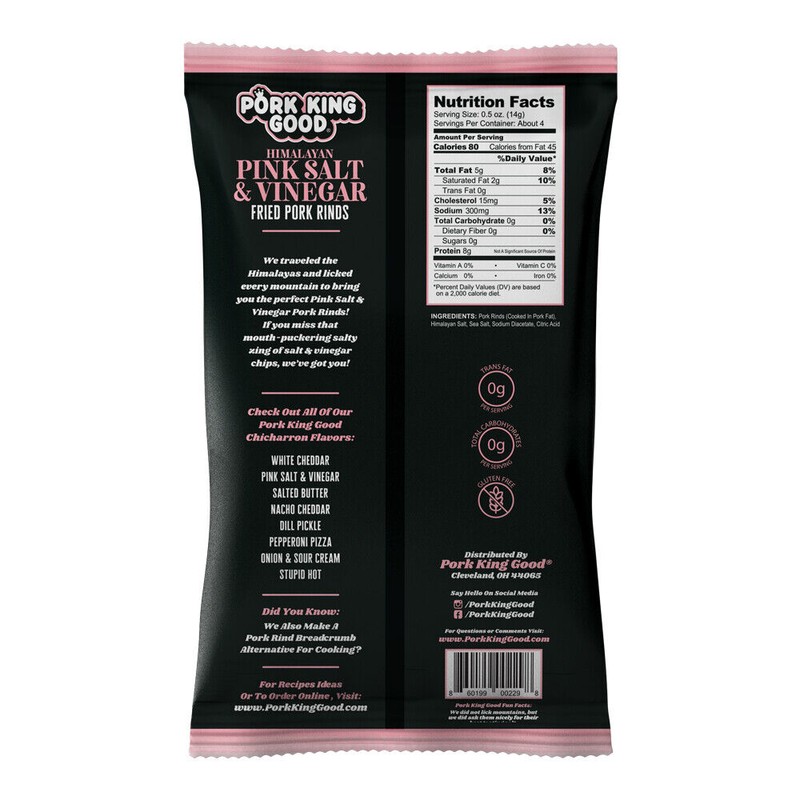 Pork King Good Pink Salt & Vinegar Flavored Pork Rinds
