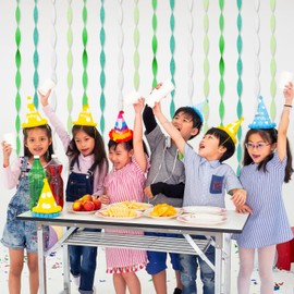 PIGETALE Crepe Paper Streamers 4 Rolls 328ft, Pack of Green, Turquoise, Lime and White Party Streamers for Birthday Wedding Ceremony Baby Shower Party Decorations Supplies (1.8Inch x 82Ft/Roll)