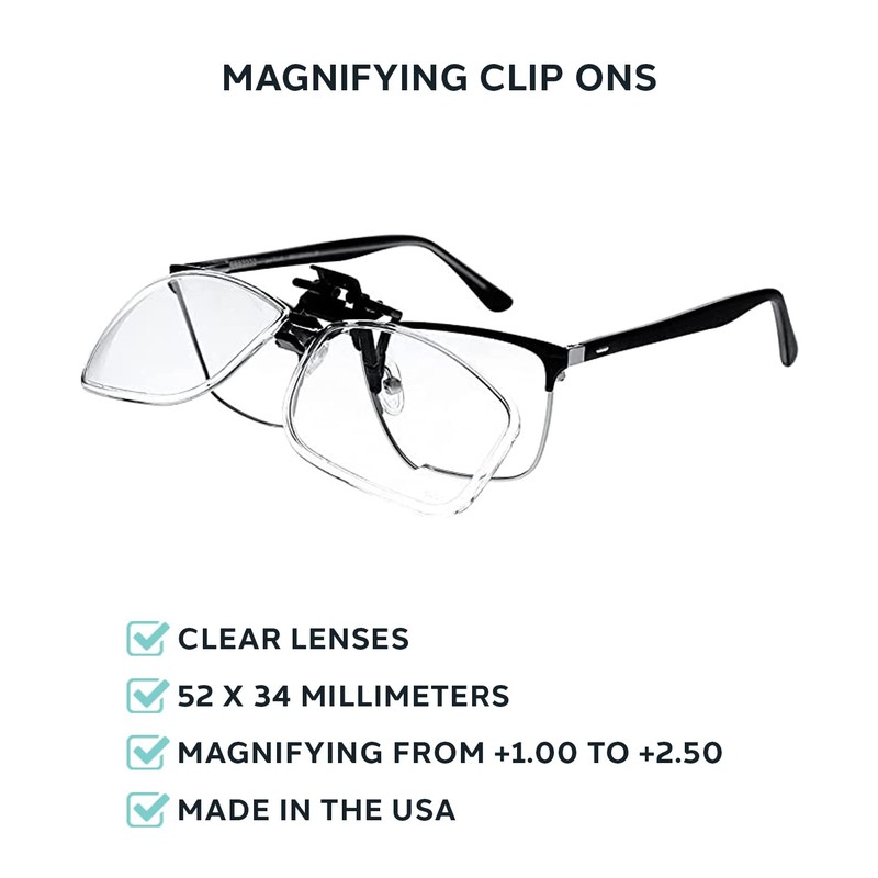 Phillips Safety Products, Inc. Clip-On Magnifying Reading Glasses, (+2.00 Magnification)