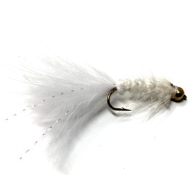 Feeder Creek Wooly Bugger Fly Fishing Flies for Trout, Bass and Salmon- 12pc Handmade Wet Flies for Freshwater Fishing in Various Patterns/Colors (6, White)