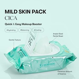 VT COSMETICS Mild Skin Pack (100 Sheets), Toner Pads with Centella Asiatica, Cooling & Hydrating, Gently Exfoliating, Calming & Soothing, Quick Makeup Prep, Korean Skincare (7.40 oz.)