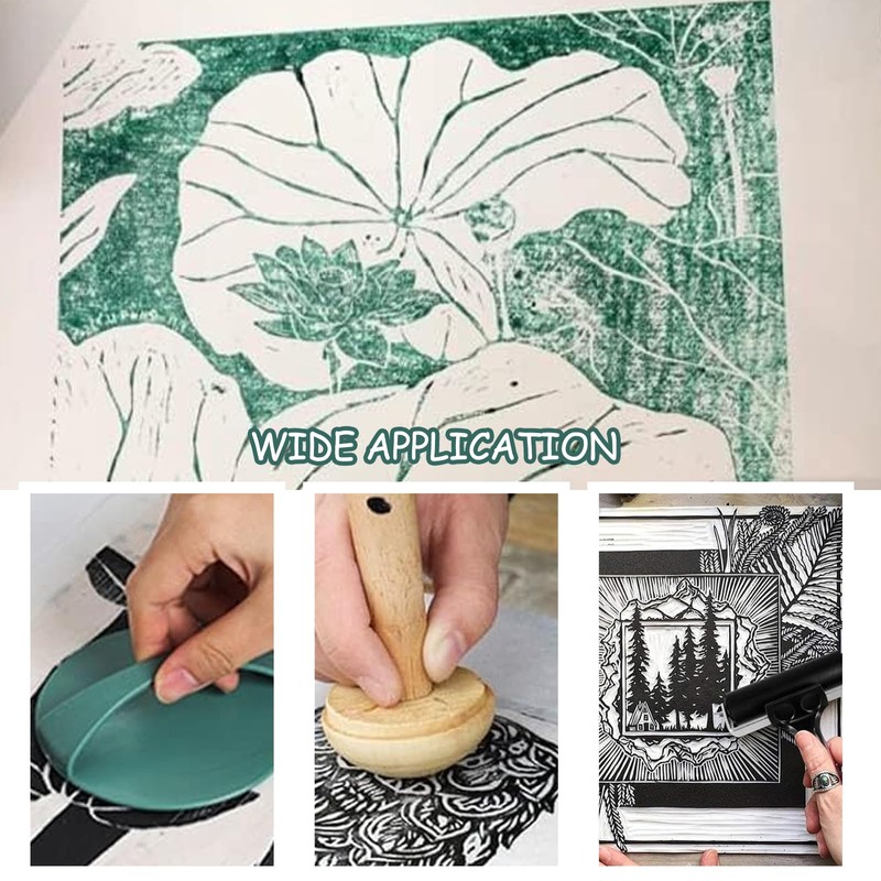 YUDAWN Lino Printing Set, 3 Pieces Robust Pressure Roller Rubber