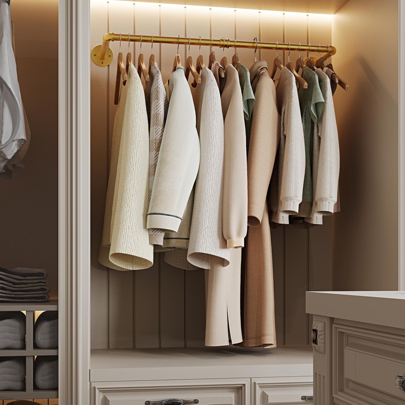 RSFMAS Wall Mounted Clothes Rack, Industrial Pipe Clothing Hanger 36