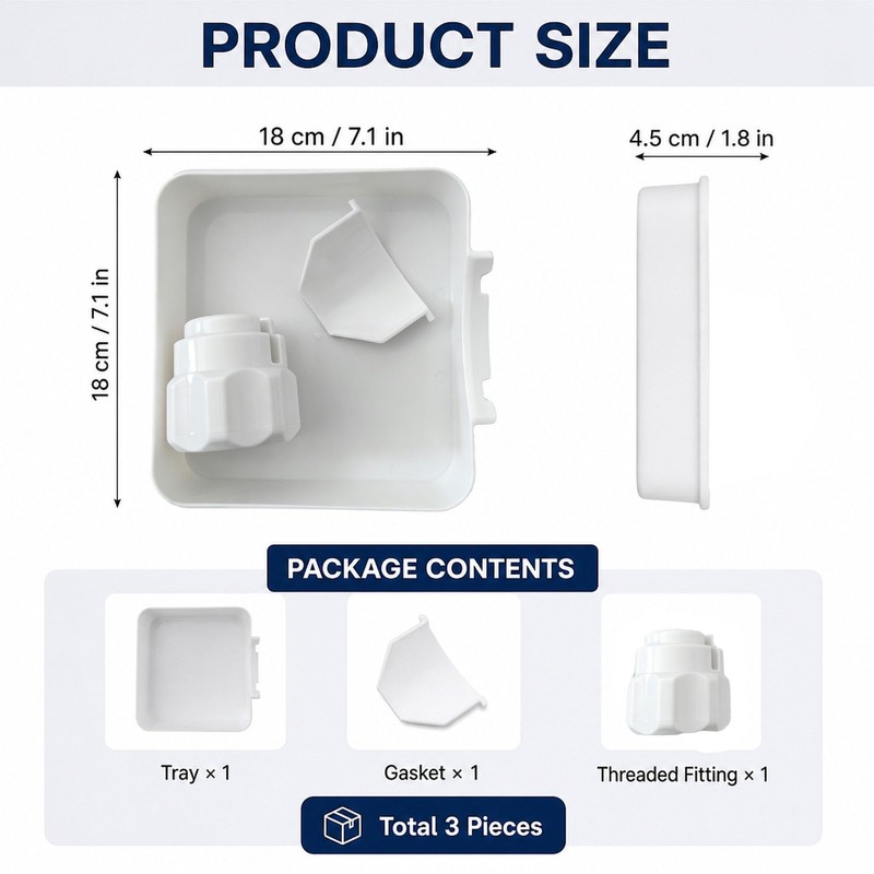 BOFYTR Washing Machine Drain Tray, White, 3-Piece Set