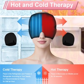 AOOWU Einlagiges Gel-Stirnband Aus Milchseide, Upgraded Migraine Relief Cap, Wiederverwendbare Migräne Mütze & Kühlmaske Migräne Kühlmütze zur Linderung von Migräne, Kopfschmerzen, Druck