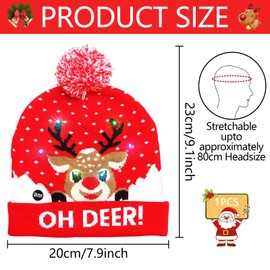 Children's Christmas Hat, LED Christmas Hat, Hat with LED Light, Children, Santa Hat, One Size for Children and Adults, Santa Hats, Festive Shine for Christmas