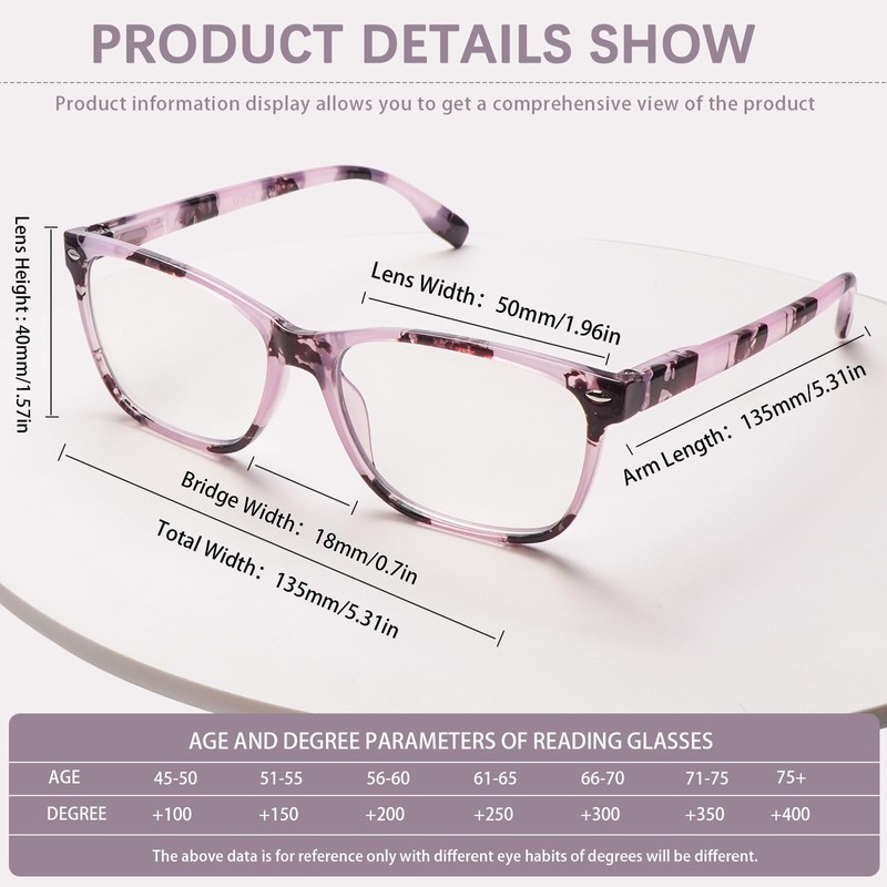 COJWIS 4 Pack Multifocus Progressive Reading Glasses for Women -