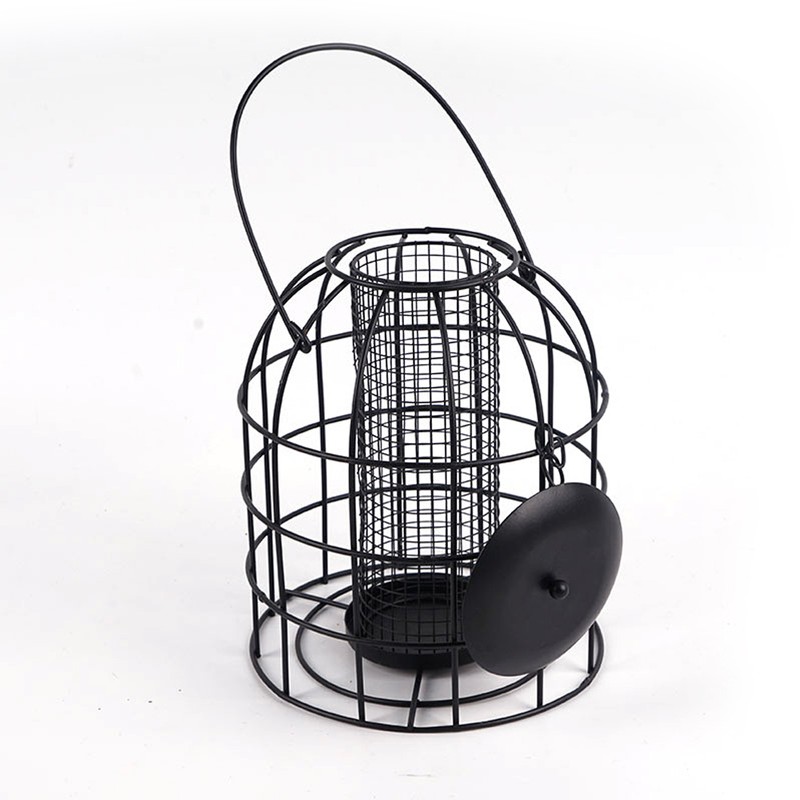 Iron Cage Bird Feeder Metal Bird Food Dispenser Hanging Feeding