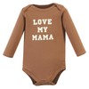 Hudson Baby Unisex Baby Cotton Long-Sleeve Bodysuits, Brown Navy Mamas