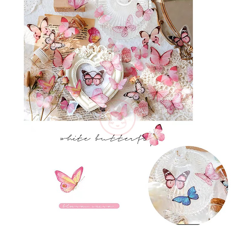 Kurimi Stickers Set of 40 Butterflies, Foil Stamping, Wrapping, Stylish,