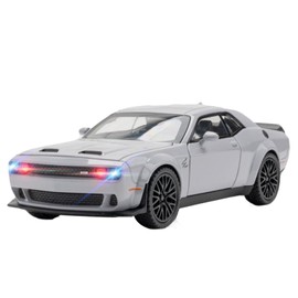 YMHAT Toy Cars 1/32 Dodge Challenger Die Cast Metal Toy Cars Hellcat Toy Car with Sound and Light Pull Back Hellcat Car for 3+ Year Old Boys and Kids