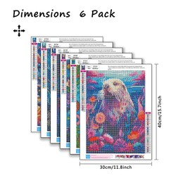 6 Pack Ocean Creatures Diamond Painting Kits for Adults Beginner,Sea Animals Round Drill Diamond Art Kits for Adults,Easy Marine Animals Gem Art and Crafts for Holiday Gifts 12X16 Inch.