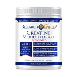 Research Verified Research Verified Creatine Monohydrate - Support Optimal Muscle Growth, Enhance Performance - 5000mg Creatine Monohydrate - BioPerine - 60 Servings - Unflavored - Vegan