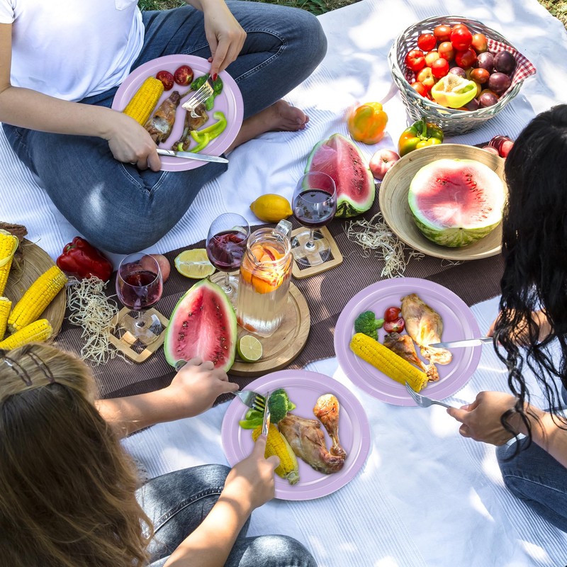 QZYL 50 pcs Party Paper Plates, Disposable Plates Set for