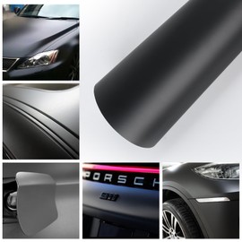 Black Matte Carbon Fiber Car Vinyl Wrap Roll Bubble Free Air Release DIY Wrap Film for Motor Interior (1FT*10FT)