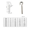 8Pcs M8 Stainless Steel Eye Bolt with Nut and Washers