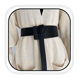 COSYDAYS Wide Leather Belt Black Statement Waist Belts Fashion for Women (Black)