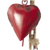 Deco 79 Red Metal Decorative Hearts with Jute Hanging Rope,