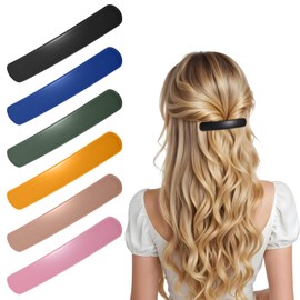 HJZHII 6PCS French Hair Barrettes Clips, Long Stylish Hair Clips Automatic French Hairpins Clasp Clamp Flat Hair Pins Hair Accessories for Women Girl Fine Hair Thin Hair