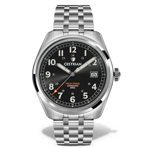 Cestrian Field Series Automatic Mens Grey Sunburst Dial Steel Bracelet