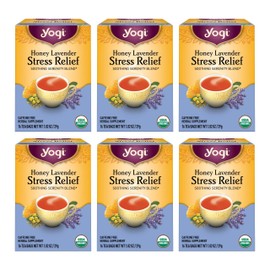 Yogi Tea Honey Lavender Stress Relief Tea - 16 Tea Bags per Pack (6 Packs) - Organic Chamomile Lavender Tea - Includes Lemon Balm, Lemongrass, Spearmint Leaf, Peppermint Leaf, Honey Flavor & More