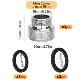3 Pieces Faucet Adapter Set, CNYMANY Male Thread M20mm to Male Thread M16mm Kitchen Aerator Adapter Set Sink Faucet Adapter Hose Water Filter Standard Hose