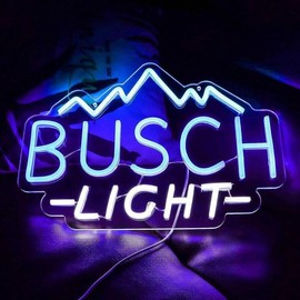 Busch Light Neon Sign, USB Powered Unique Design Hanging Neon Light with Chain Hook, LED Neon Sign for Home Party Decorations, Gifts for Friend