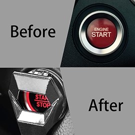 Moly Magnolia Engine Start/Stop Button Cover, Carbon Fiber Zinc Alloy Car Power Control Trim, Push to Start Button Key Ignition Protective Cover, Universal for Civic CRV XRV Challenger Charger CHR (Silver)