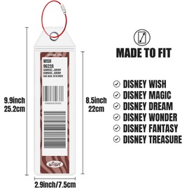 Cruise Luggage Tag Holders, 8 Pack Zip Seal Clear Cruise Luggage Tag Holder with Steel Loops Fits for Dream, Fantasy, Magic, Wonder, Wish & Treasure (8 Pcs with 7 Colors)