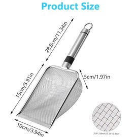 MITUMOMO Small Holes Cat Litter Scoop, Stainless Steel Cat Litter Scoop, Metal Cat Shovel, Kitty Metal Scooper, Non-Stick Durable Cat Litter Scoop, Pet Cleaning Supplies Tools for Cats, Dog