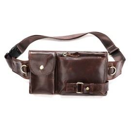 FANDARE Retro Bum Bag Chest Bag Waist Bag Sport Leather Sling Bag Shoulder Bags Men's Shoulder Bag Water Resistant Crossover Daypacks for Outdoor Travel Camping Crossbody Pack, Brown B, Retro