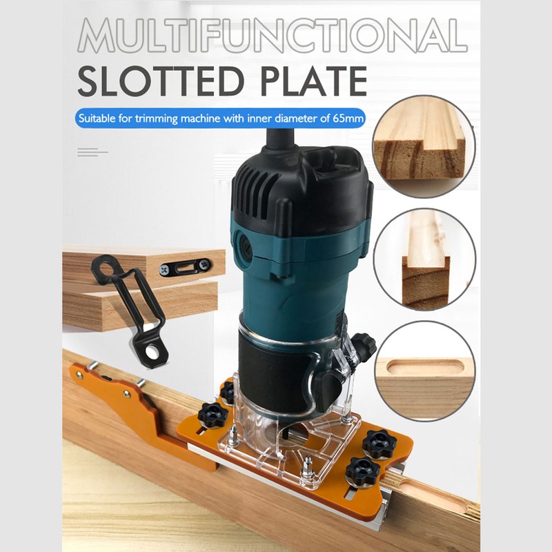 Woodworking Router Base with Transparent Cover Milling Cutter Slotting Bracket