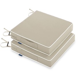 MIULEE 22 x 22 x 3 Outdoor Chair Cushions,Waterproof Seat Cushions with Adjustable Straps,Set of 2 Patio Chair Cushions for Patio Furniture Garden,Beige