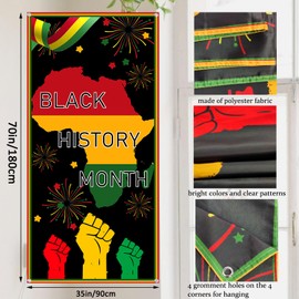 Black History Month Door Cover, 3x6 ft Black History Month Banner, African American Backdrop Decorations, Afro Festival Door Cover for Home School Classroom