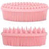 Cepillo Corporal de Silicona y Estropajo Exfoliante Rosa (Set de