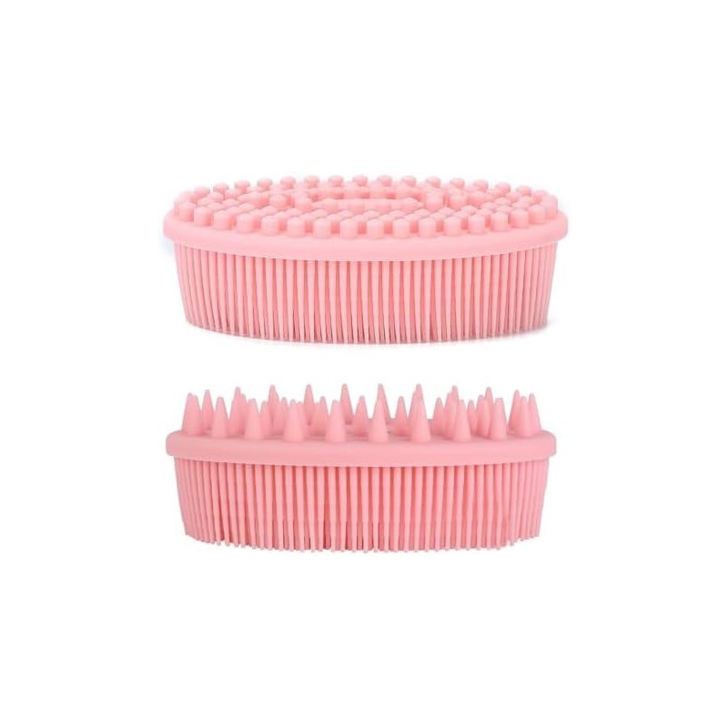 Cepillo Corporal de Silicona y Estropajo Exfoliante Rosa (Set de