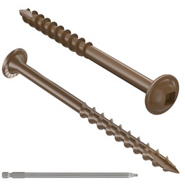 #8 Pocket Hole Screws 2-1/2 Inch, 100Pcs Coarse Thread Wood Screws, Square Drive, Washer Head, 4-Layer Coating, Drive Bit Included (Brown)